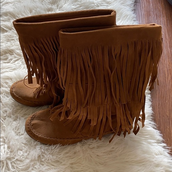 jcpenney | Shoes | Brown Suede Fringe 